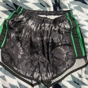 Nike Gray and Green Athletic Shorts Moisture-Wicking Design